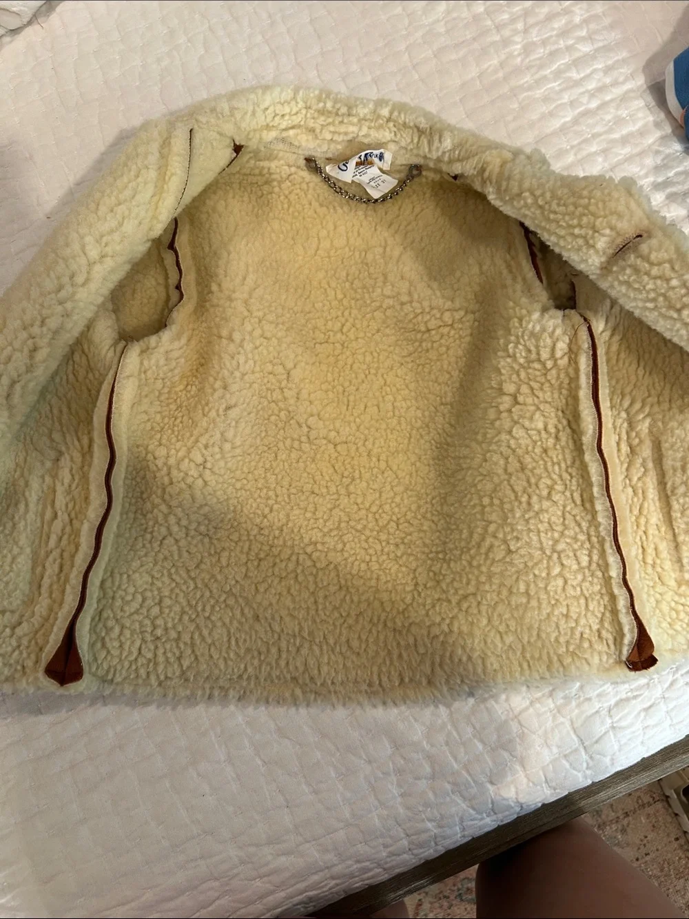 Vintage Kids Faux Suede Shearling Jacket - Brown